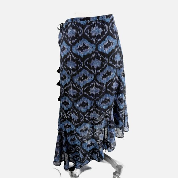 Figue Midi Skirt Wine Papas Maxime Silk Sparkly Asymmetric 4 - Picture 6 of 10